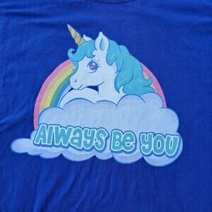 Blue Unicorn Tshirt Plus Size 2xl Rainbow Always Be You Graphic Fruit Loom